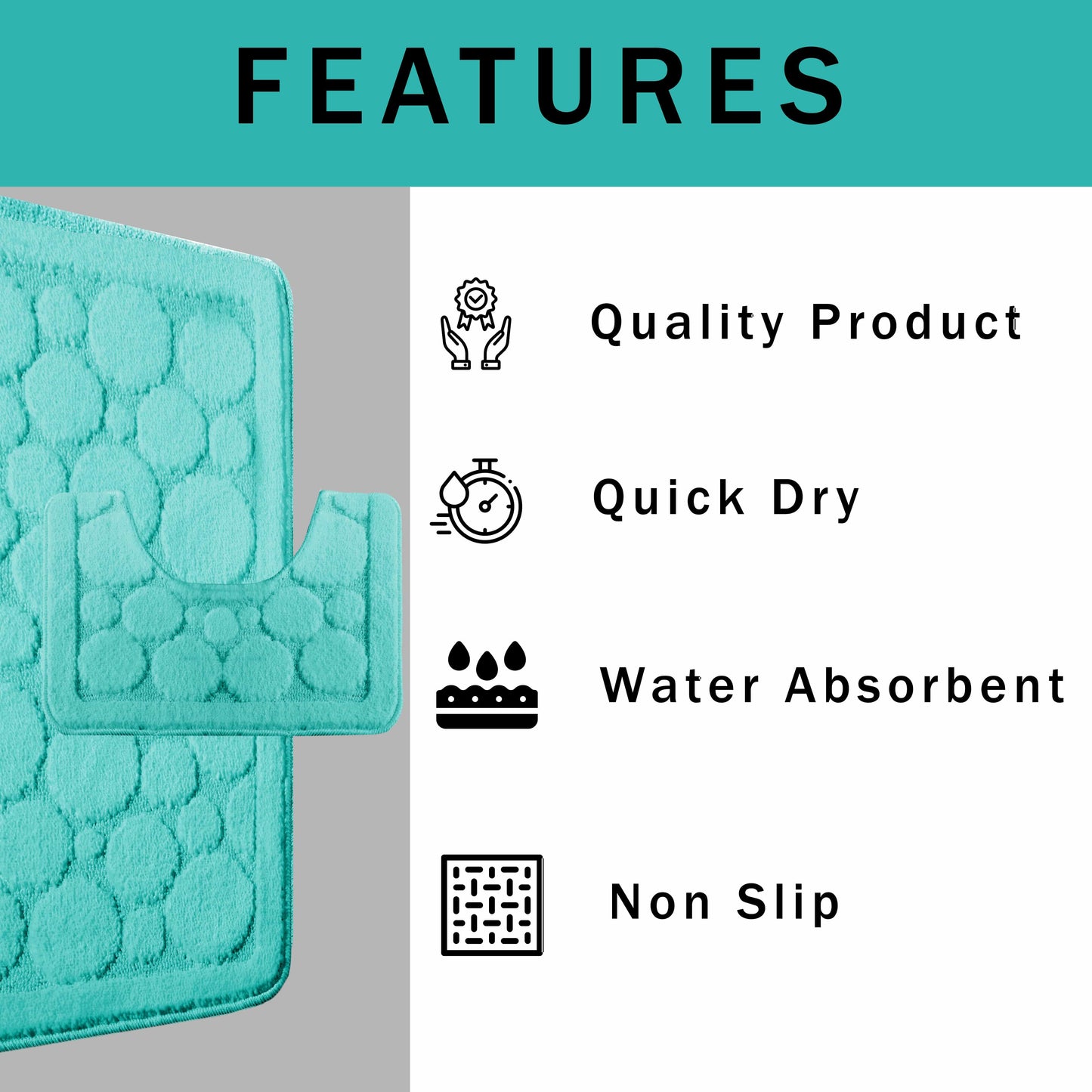 Cali Bubbles 2 Piece Duck Egg Bath Mat and Pedestal Set