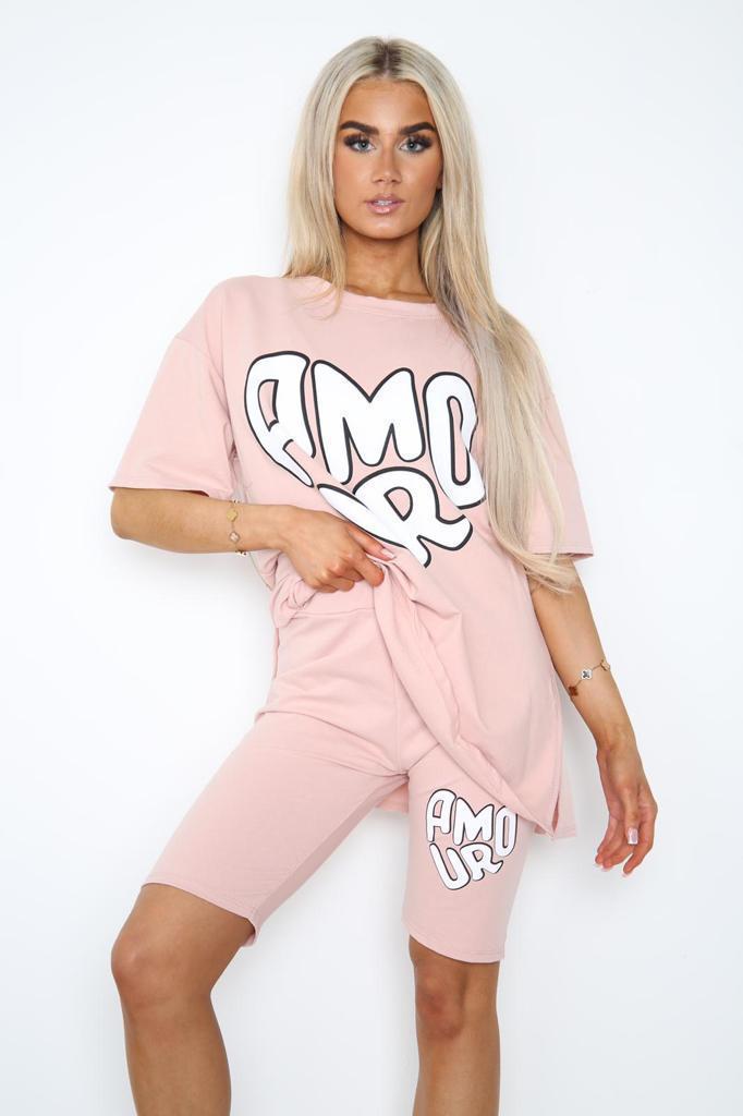 Cycling Short and T-Shirts Co-Ord Two Piece