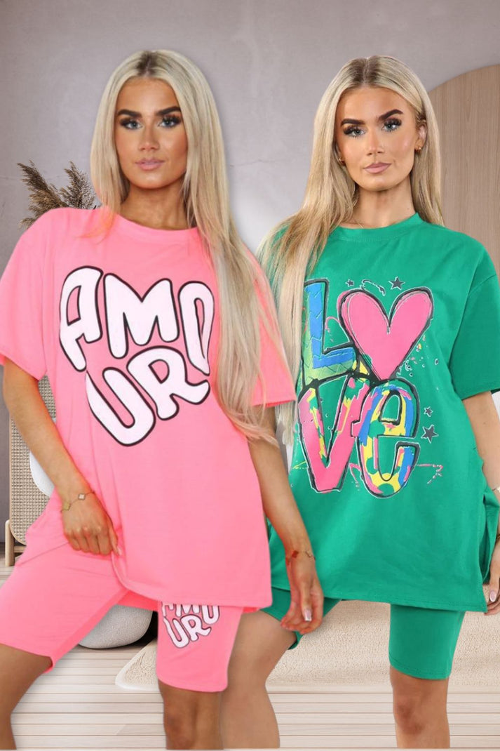 Cycling Short and T-Shirts Co-Ord Two Piece