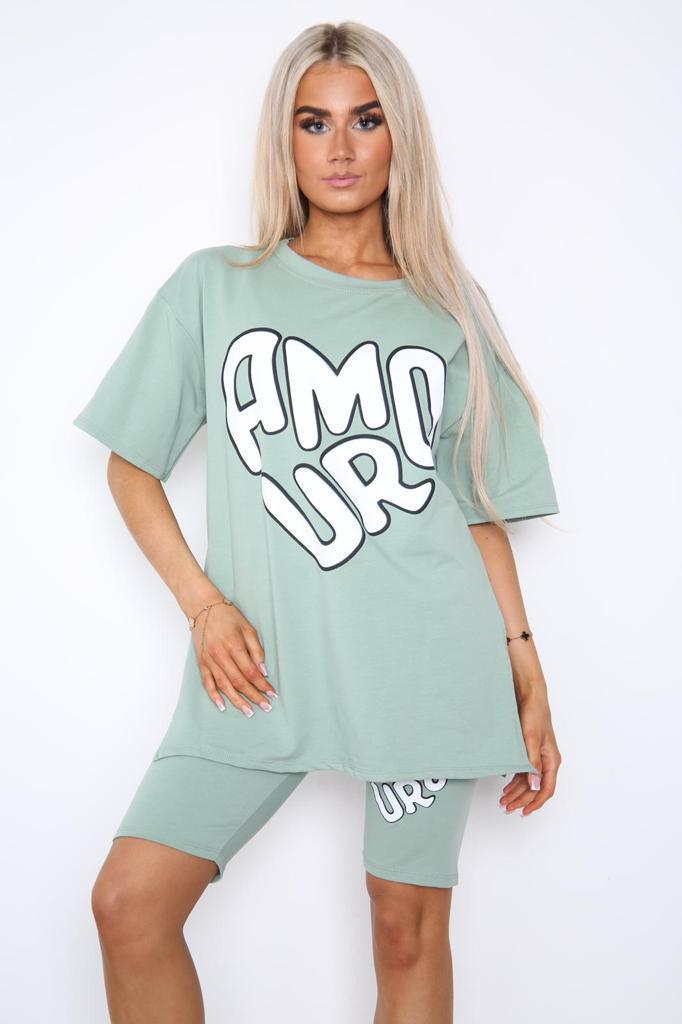 Cycling Short and T-Shirts Co-Ord Two Piece