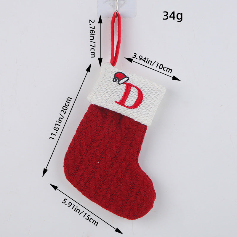 Mini Red Letter Wool Knitted Christmas Stockings