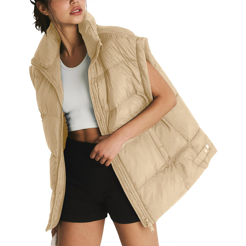 Flounced Sleeve Down Cotton Vest