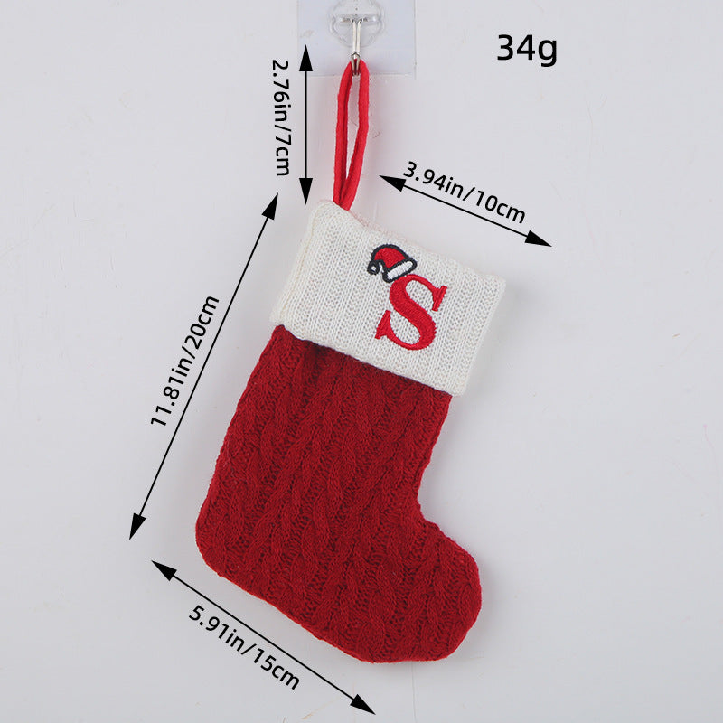 Mini Red Letter Wool Knitted Christmas Stockings
