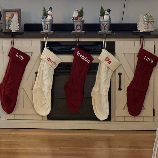 Embroidered Knitted Christmas Stocking