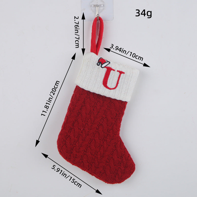 Mini Red Letter Wool Knitted Christmas Stockings