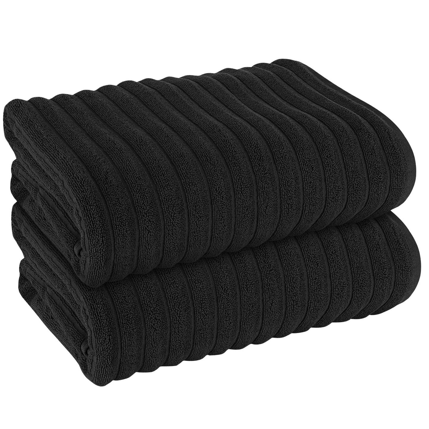Hydro Cotton Ribbed Towels Jumbo Bath Sheets 2 Pack Charcoal Highly