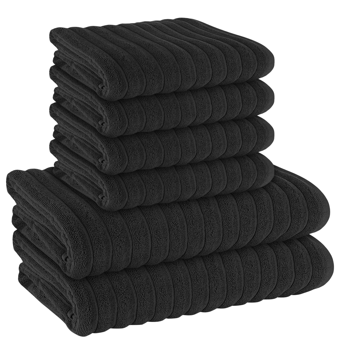 Hydro Cotton Ribbed Towels Jumbo Bath Sheets 2 Pack Charcoal Highly