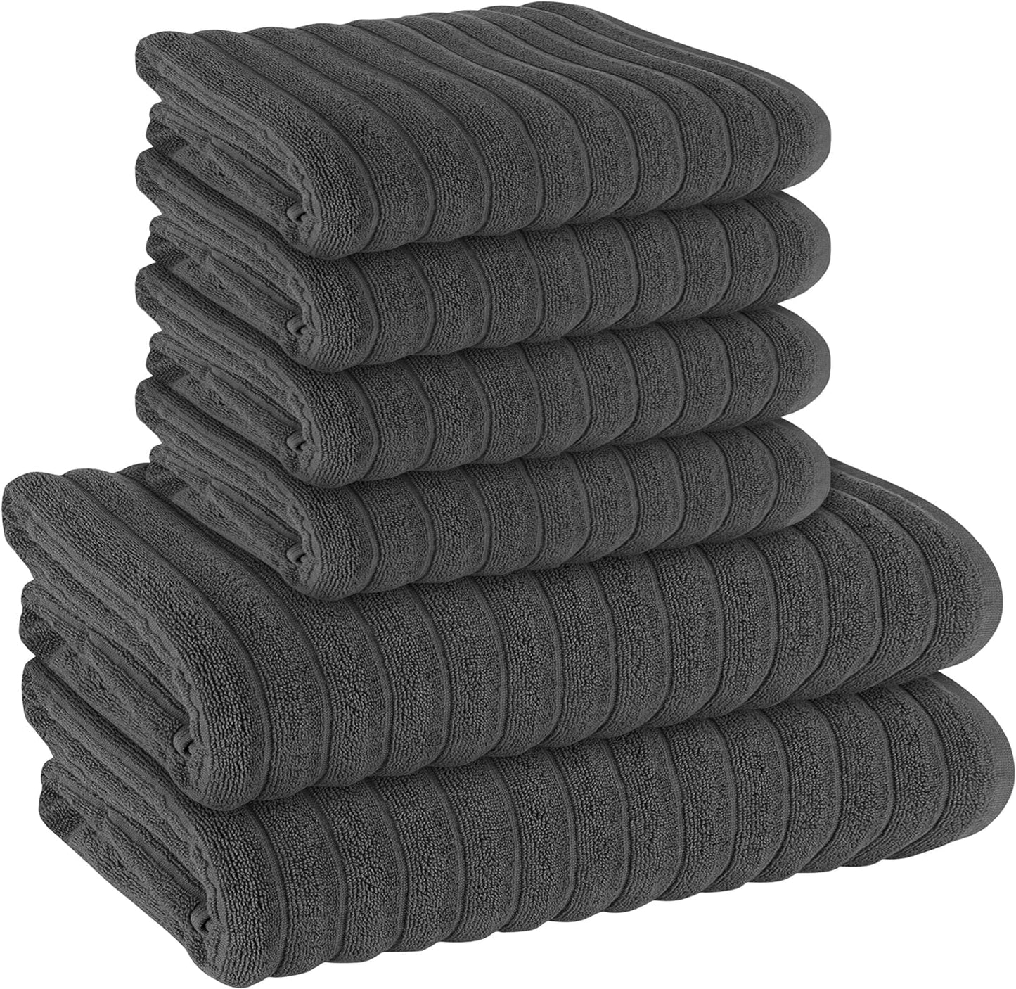Hydro Cotton Ribbed Towels Jumbo Bath Sheets 2 Pack Charcoal Highly