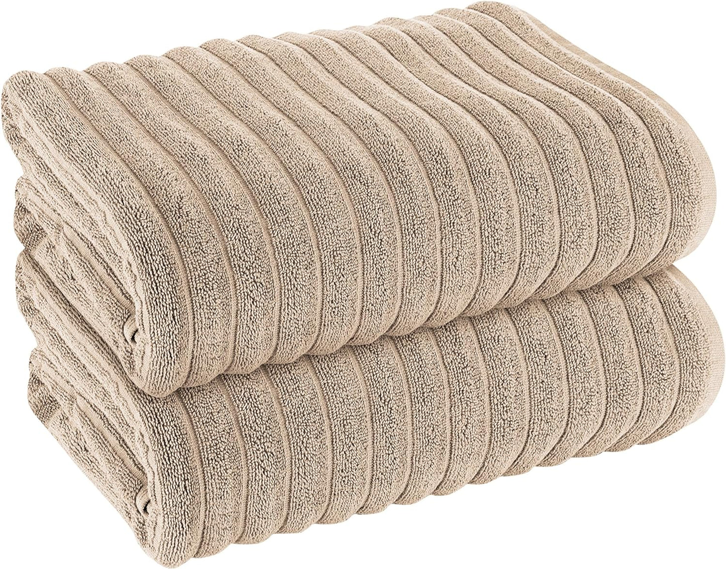 Hydro Cotton Ribbed Towels Jumbo Bath Sheets 2 Pack Charcoal Highly