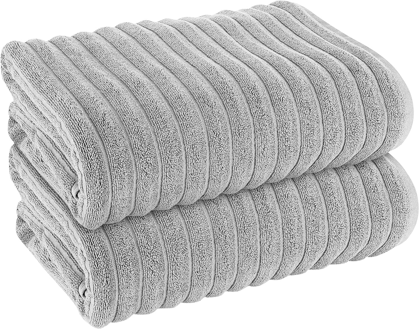 Hydro Cotton Ribbed Towels Jumbo Bath Sheets 2 Pack Charcoal Highly