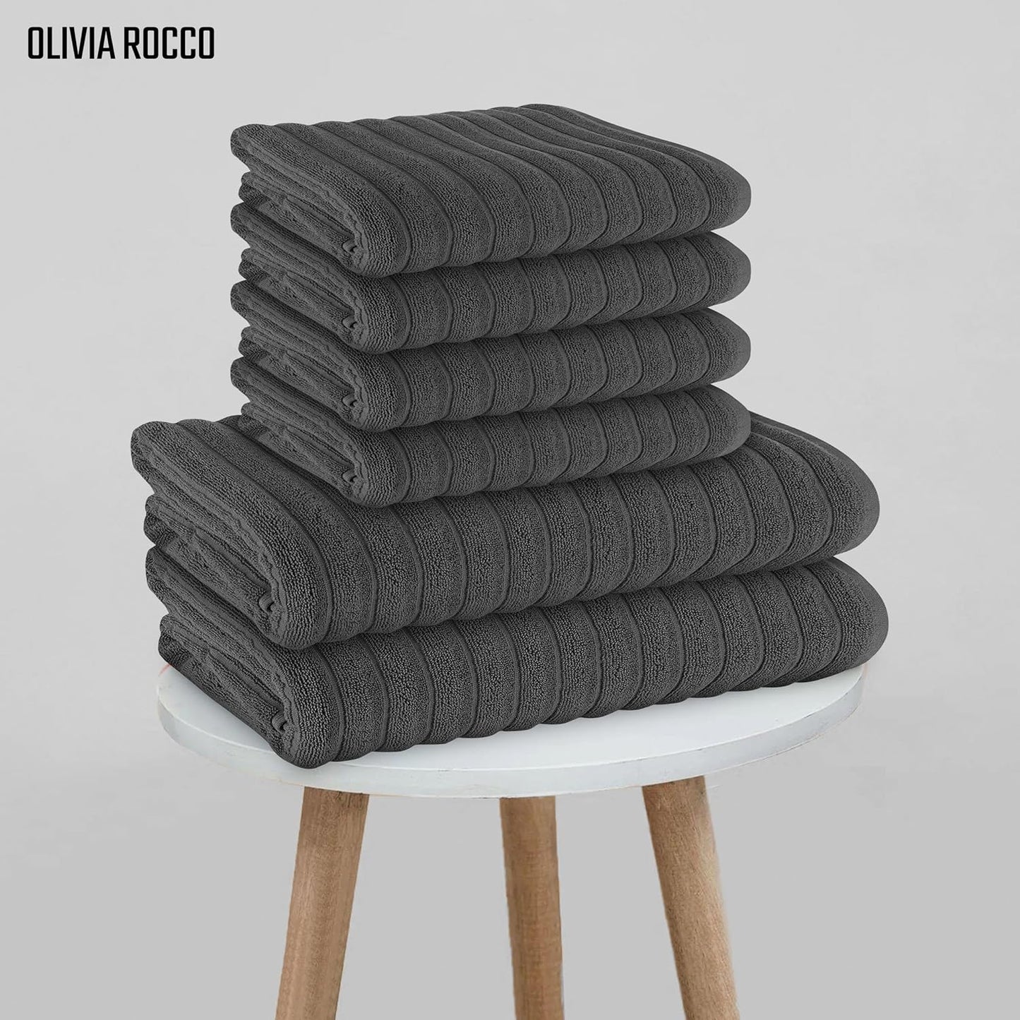 Hydro Cotton Ribbed Towels Jumbo Bath Sheets 2 Pack Charcoal Highly