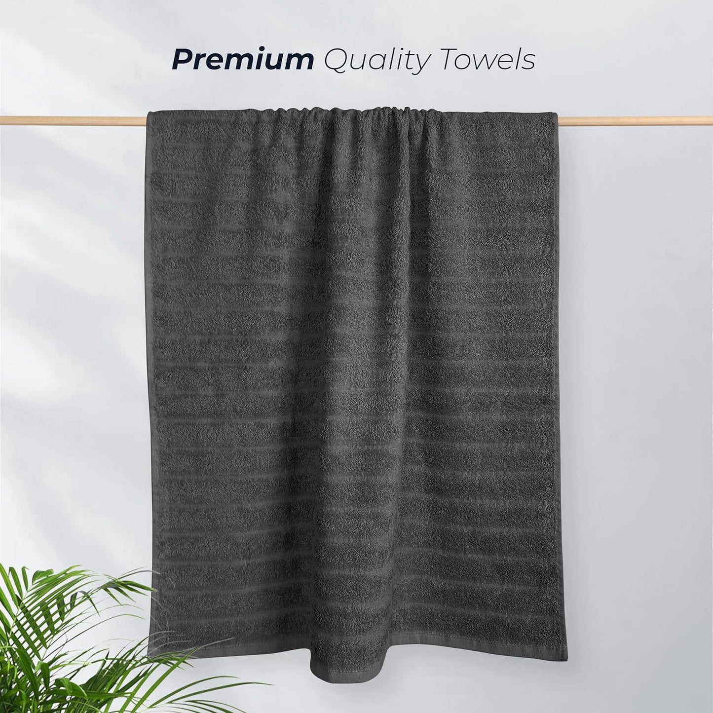 Hydro Cotton Ribbed Towels Jumbo Bath Sheets 2 Pack Charcoal Highly