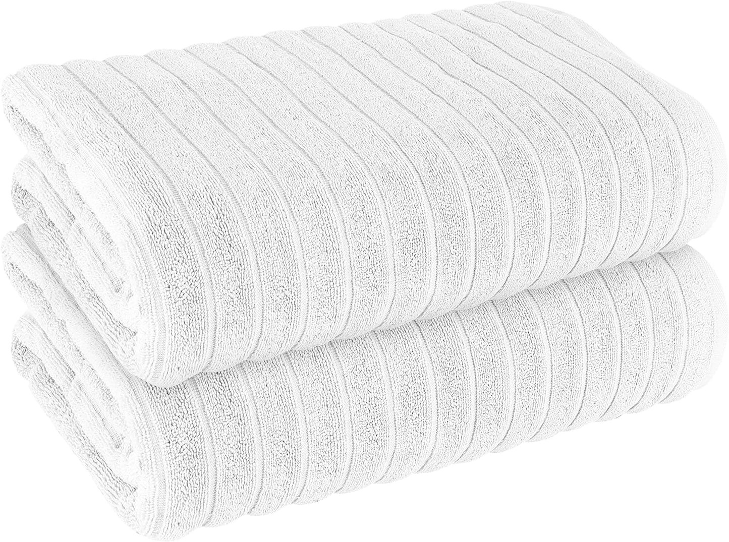 Hydro Cotton Ribbed Towels Jumbo Bath Sheets 2 Pack Charcoal Highly