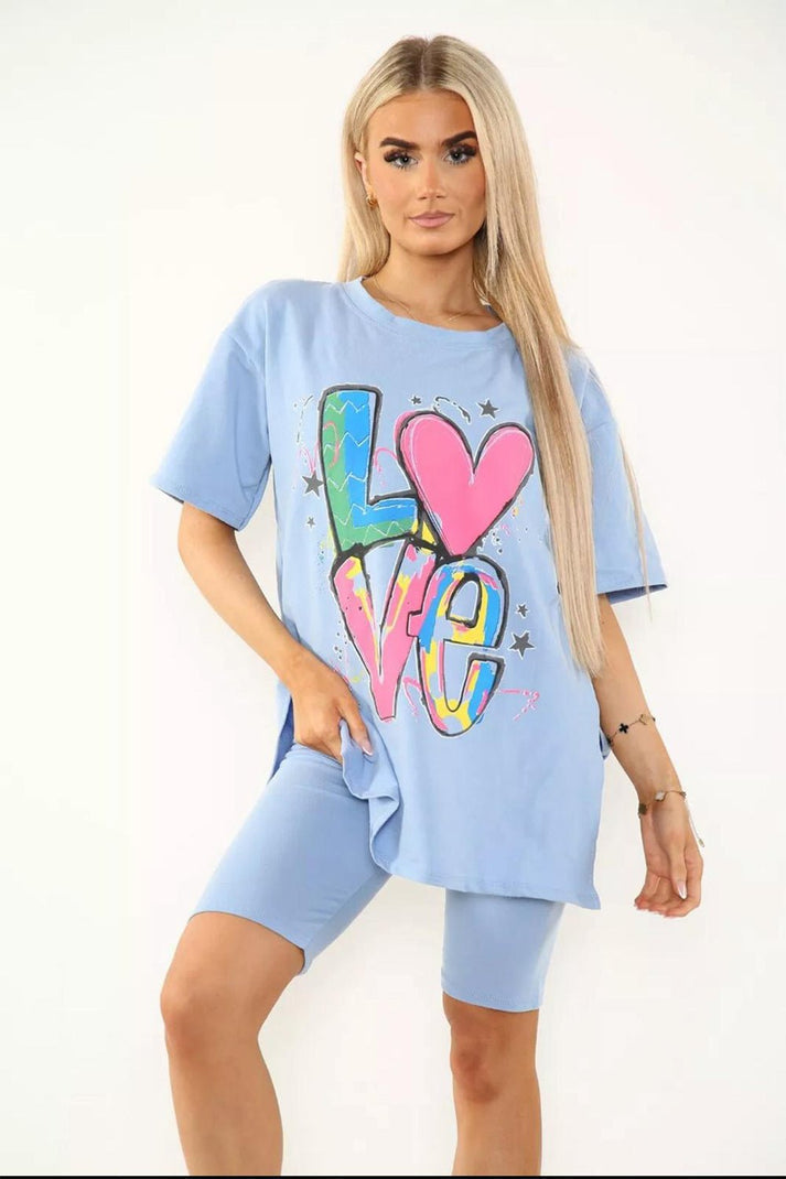 Cycling Short and T-Shirts Co-Ord Two Piece