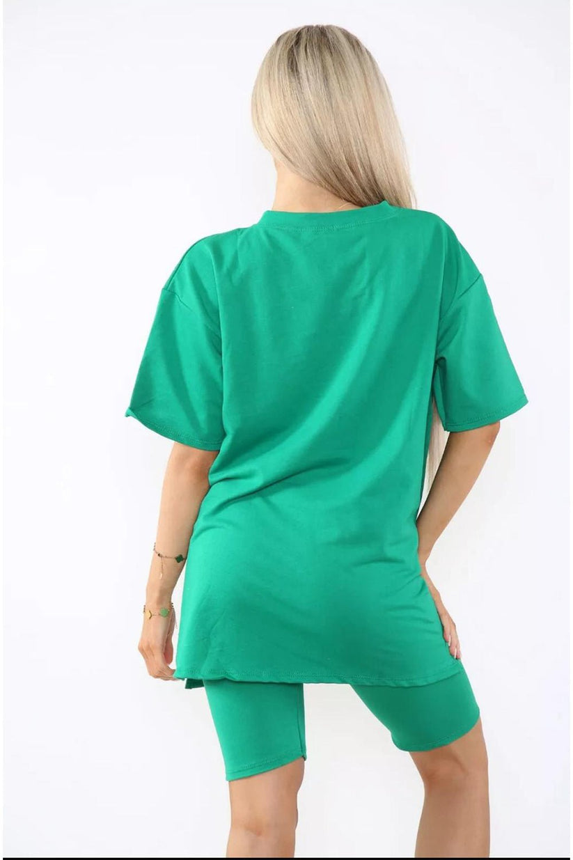 Cycling Short and T-Shirts Co-Ord Two Piece