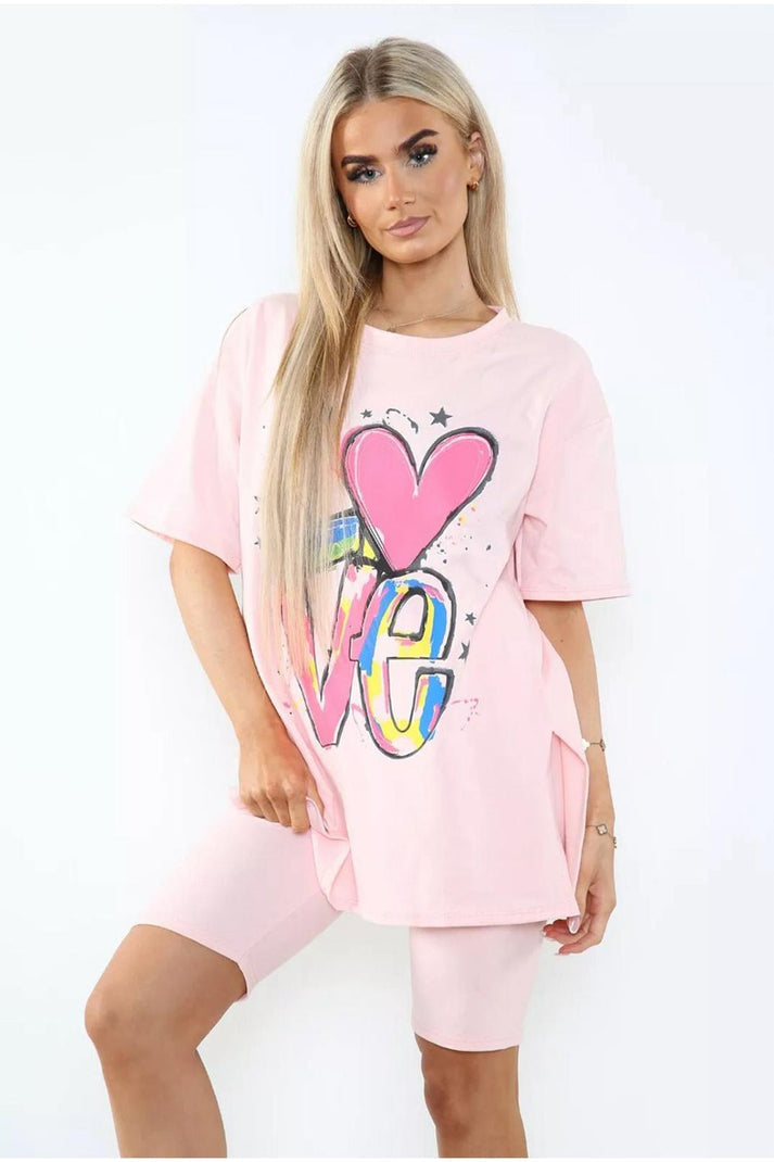 Cycling Short and T-Shirts Co-Ord Two Piece