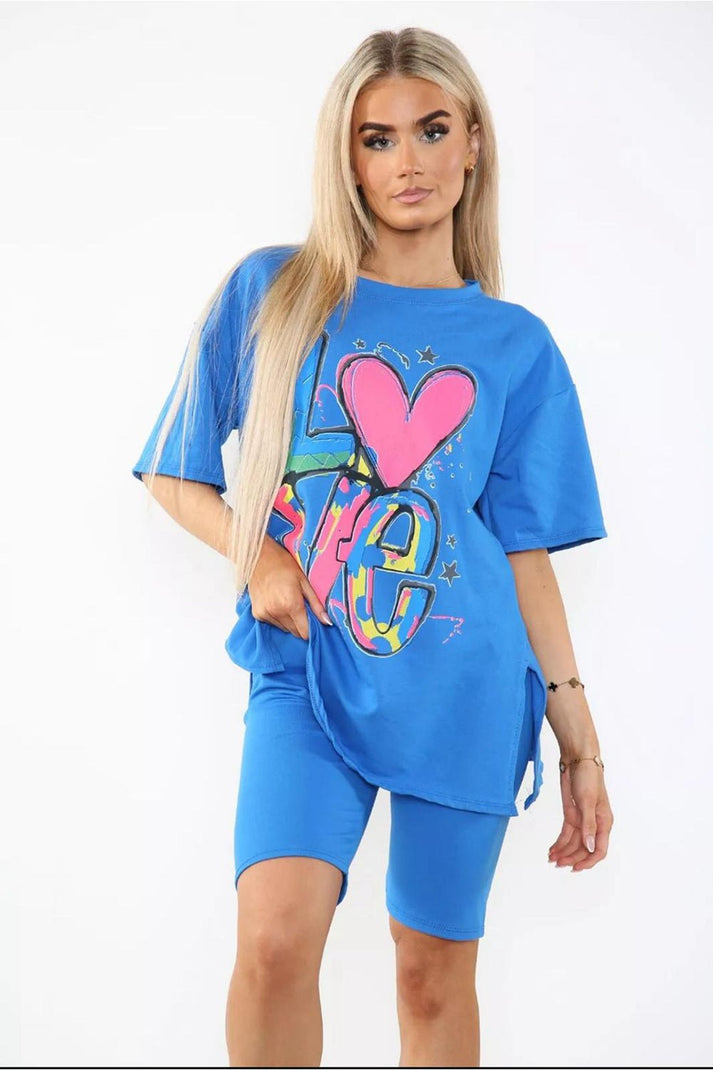 Cycling Short and T-Shirts Co-Ord Two Piece