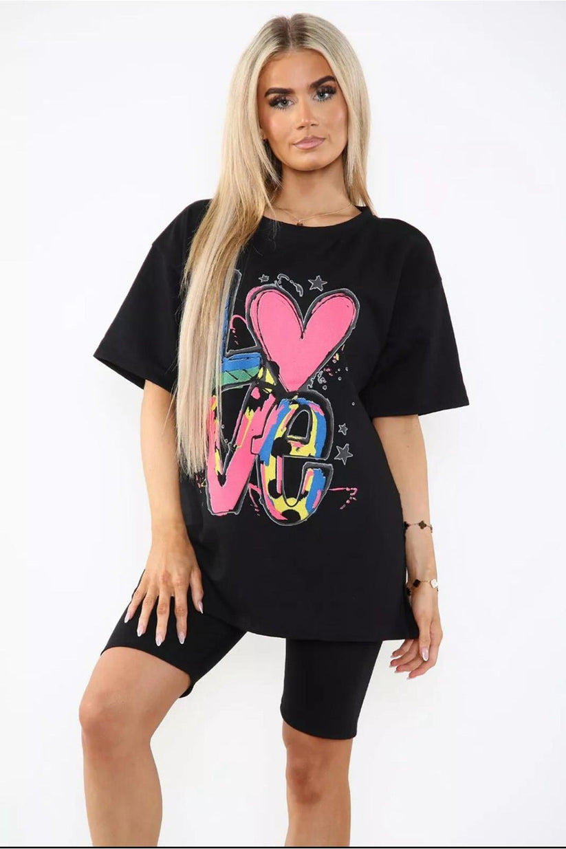 Cycling Short and T-Shirts Co-Ord Two Piece