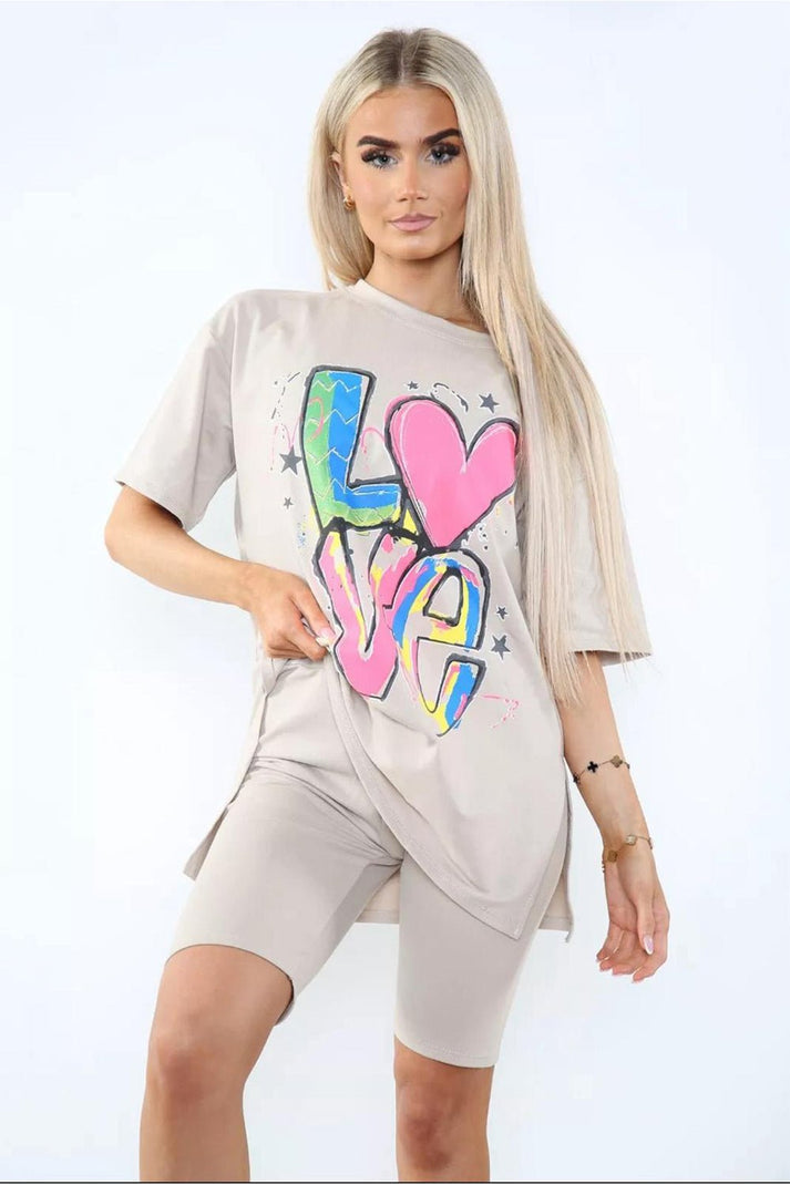 Cycling Short and T-Shirts Co-Ord Two Piece