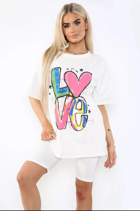 Cycling Short and T-Shirts Co-Ord Two Piece