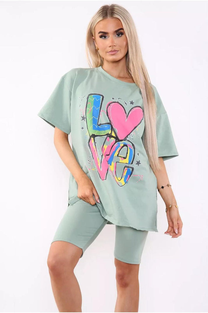 Cycling Short and T-Shirts Co-Ord Two Piece