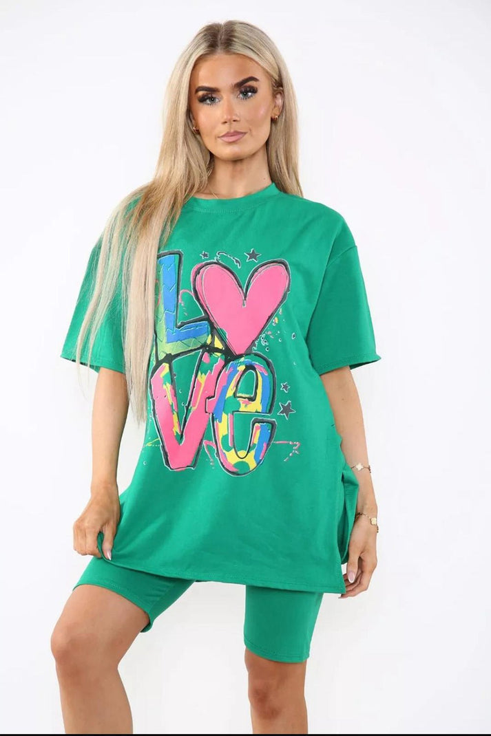 Cycling Short and T-Shirts Co-Ord Two Piece