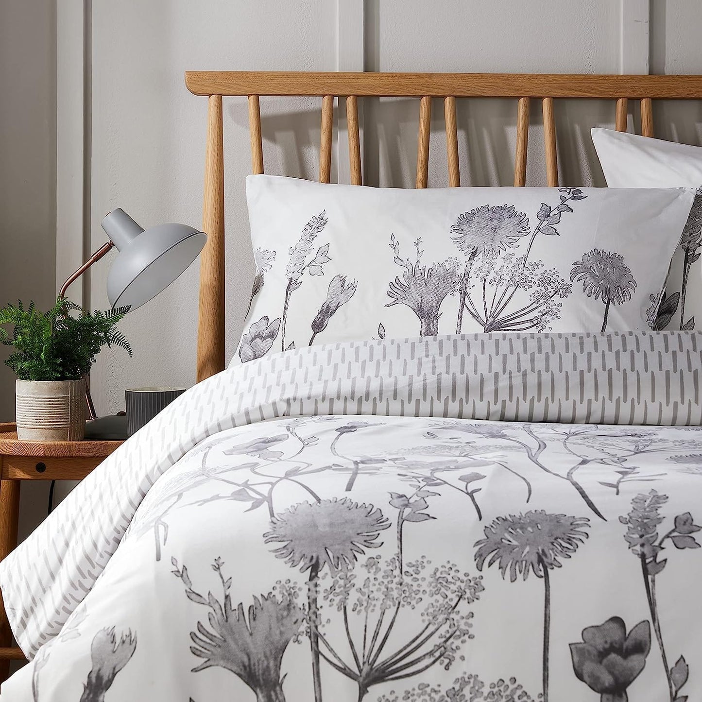 Meadow Grey Reversible Duvet Cover Set With Pillowcases